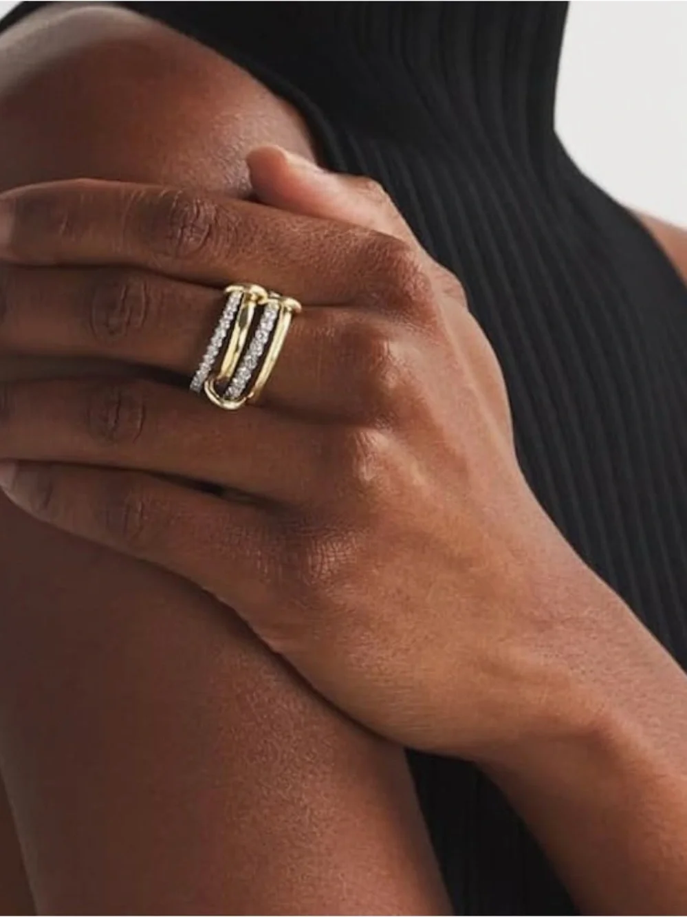 Gold and Silver Crystal Linked Rings